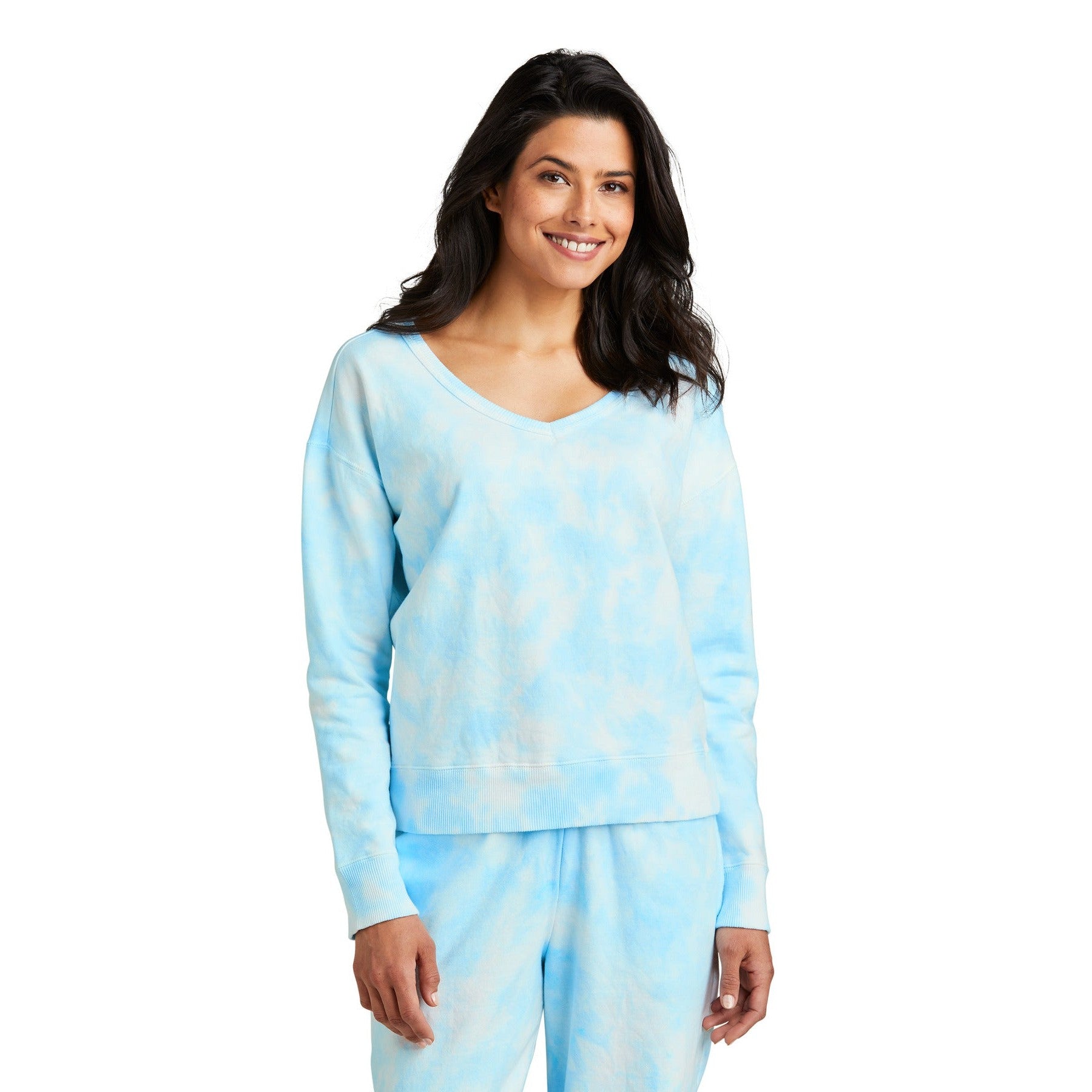 Port & Company-Port & Company® Women's Beach Wash® Cloud Tie-Dye V-Neck Sweatshirt LPC140V-MedTech-5